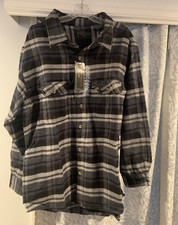 Men's Field And Stream MacFly Gray Black Blue Mens Flannel NWT LARGE