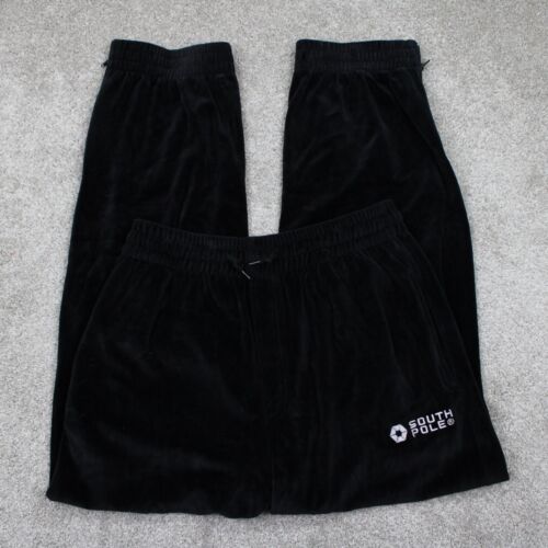 Vintage Southpole Velour Track Pants Mens Large Black 90's Y2K Baggy Hip Hop