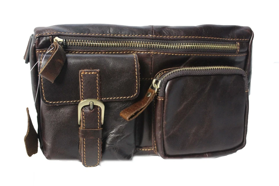 Cuero Genuino Riñonera Viajes Piel Waist Cinturón Bolso #2 - Imagen 2 de 4