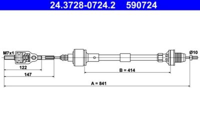 ATE Kupplungsseil Opel 24.3728-0724.2