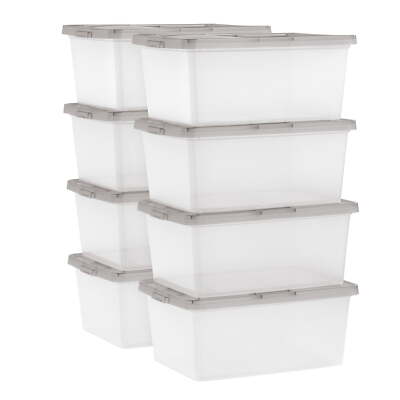   17 Qt. Plastic Storage Bins with Lids, Clear, Stackable Totes, Containers 8Pk