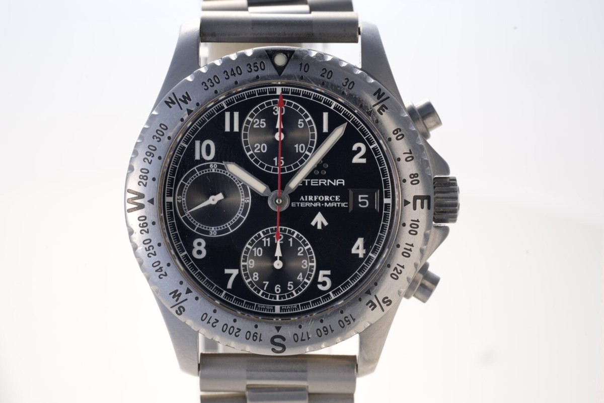 Eterna Matic watch AirForce watch chronograph ETA 7750 wristwatch