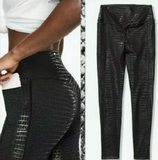 Bling Victoria  s Secret Pink Ultimate Leggings High Waist Pockets Snake    NWT M