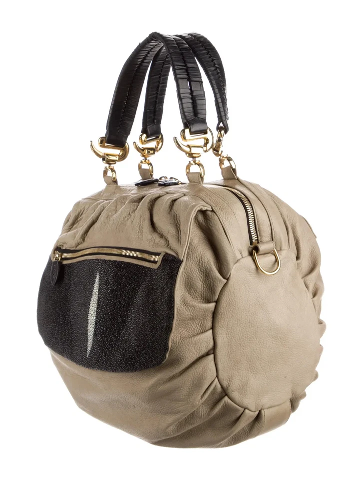 Raro Khirma Eliazov | Bolso de Mano/Bolso de Mano de Cuero Guijarro Cha-Cha De Gran Tamaño | Diseñador Foto 3 de 4