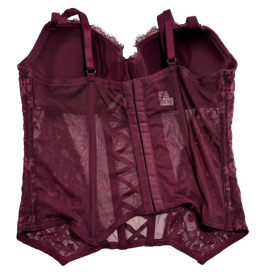 Corsé de encaje Victorias Secret Top Flor Correa ajustable Bustier Lencería XL Foto 4 de 4