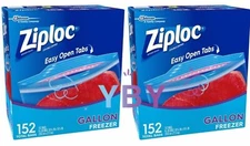 2 Packs Ziploc Gallon Freezer Bags Easy Open Tabs 152 CT Each Pack, Total 304 ct