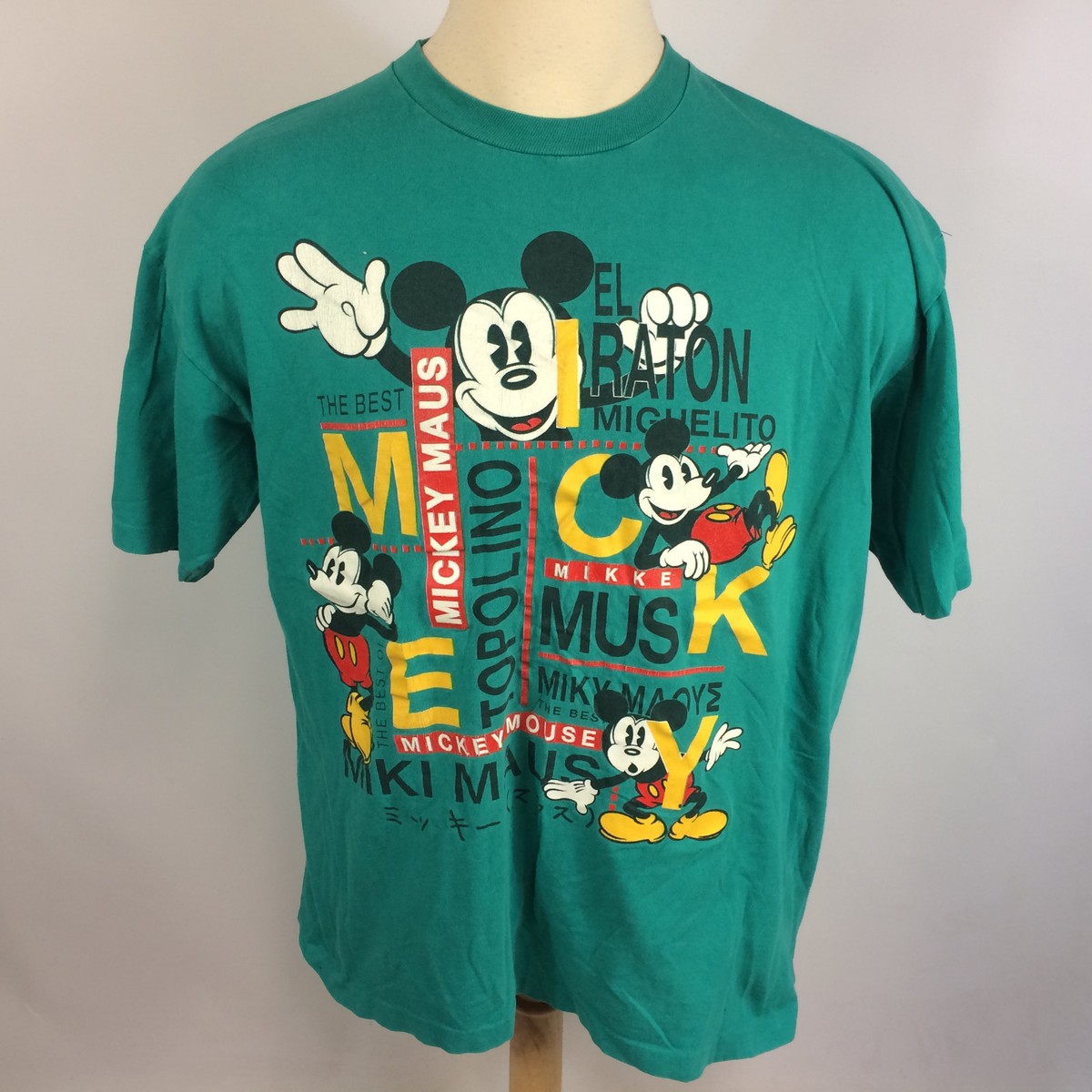 【中古】Disney Vintage 80s 90s mickey 七分 Tee Vintage 80s 90s Mickey Mouse Walt Disney Surf Skate Grunge travel