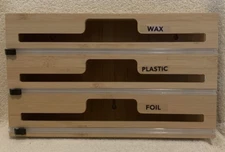 SpaceAid 3 in 1 Kitchen Wrap Hanging Wooden Dispenser - EUC