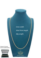 9ct Gold XP 5mm Smooth Belcher Chain Plain Belcher For Pendants 18"-30" Lengths