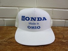 Vintage 80s Honda Automobile - Made in Ohio Mesh Trucker White Snapback Hat