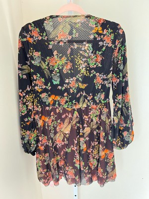 Hot as Hell HAH Womens XS Black Make It A Double Robe Floral New Long Sleeve