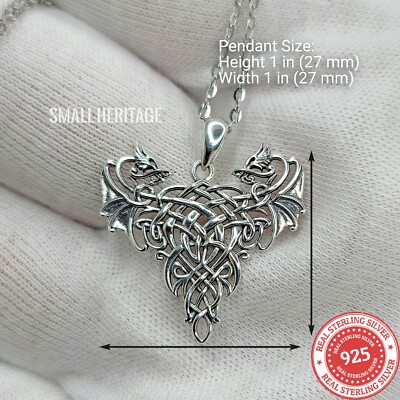 925 Sterling Silber Drachen Halskette Glücksamulett Anhänger Kette für Damen Herren