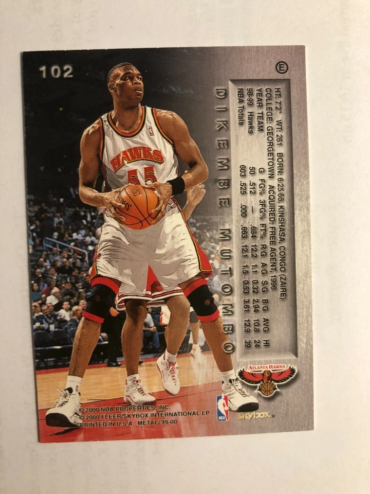 2000  DIKEMDE MUTOMBO  SkyBox Basketball Card # 102  Made in USA - Image 3 of 4