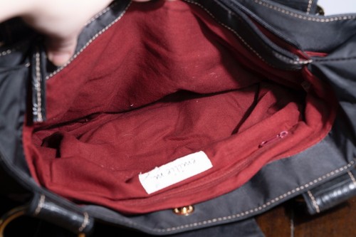 EMILIE M SATCHEL DOUBLE STRAP HANDBAG Black Purse Red Lining - Picture 8 of 8