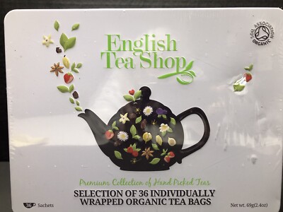 English Tea Shop Premium  Collection Organic 36 Teabags New in Tin Box SEALED!!!