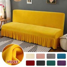 Copridivano Futon in Velluto Elasticizzato Senza Braccia Spessore Peluche Divano 1pz