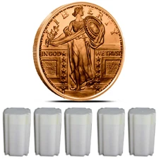 (100) STANDING LIBERTY - 1 OZ COPPER ROUND - BULLION - LOT