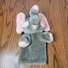 Vintage Dakin Elephant Puppet 1987 Gray Pink 12 Inch
