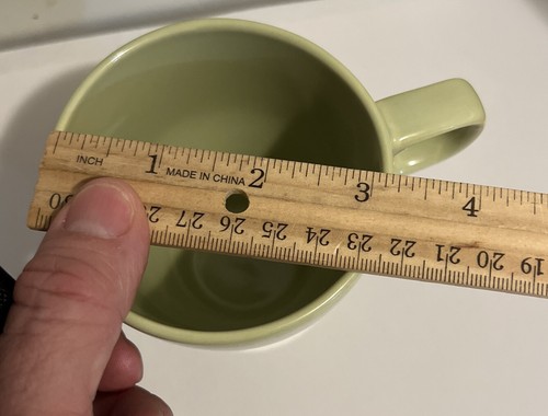 IKEA FARGRIK Stackable 4" 8 oz Mugs White & Light Green Set of 2 EUC - Picture 5 of 7