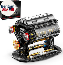 V8 Engine Building Blocks Sets, Mini V8 Engine Model Kit That Runs with Manual J