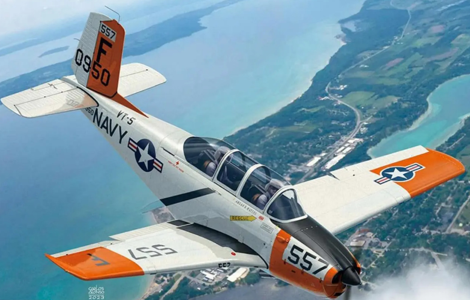 ACADEMY AC12361 1/48 Scale USN T-34B Mentor `VT-5 Training Air Wing`   Model Kit