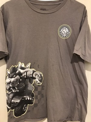 Super Nintendo World Mario Kart T-Shirt LARGE Bowser Universal Studios Gray
