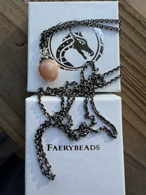 Faery Beads Peach Moonstone Necklace Approx 37 ,Similar To Trollbeads Necklaces
