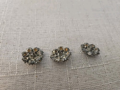 Vintage Art Deco Rhinestone Buttons Set Of 3 - Picture 4 of 5