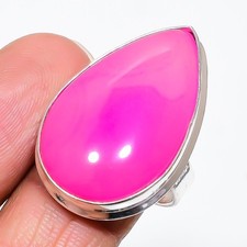 Natural Pink Chalcedony Gemstone 925 Sterling Silver Jewelry Ring Size 10 m053