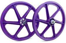 Skyway Bmx 20 Six Spoke Tuff Wheels Purple Retro Wheelset Sealed Bearings New Skyway Bmx 20 Six Spoke Tuff Wheels Purple Retro Wheelset Sealed Bearings New