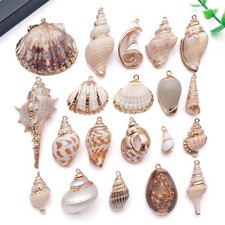 10pcs Gold Plated Natural Seashell Pendants DIY Necklace Earring Charms