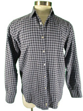 Canali 1934 Mens Blue Plaid Long Sleeve Cotton Shirt L Italy