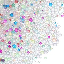 Glass Bubble Beads, 100g Tiny Iridescent Beads 1-3mm Mixed Colors Bright