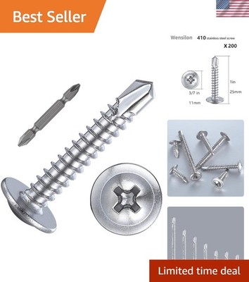 High-Strength 410 Stainless Steel Truss Head Self-Tapping Screws Set - 201 pcs
