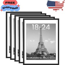 18x24 Picture Frame Set of 5, Display Pictures 16x20 with Mat or 18 x 24 Without