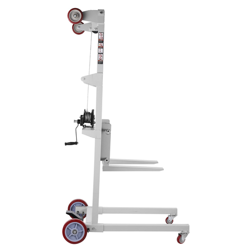 Material Lift Winch Stacker 551 lbs Capacity Pallet Truck Dolly 70 in Max Lift - Picture 9 of 10