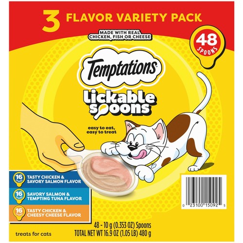 Lickable Spoons Adult Wet Cat Treat, 10 Grams, Variety Pack, 48 Count