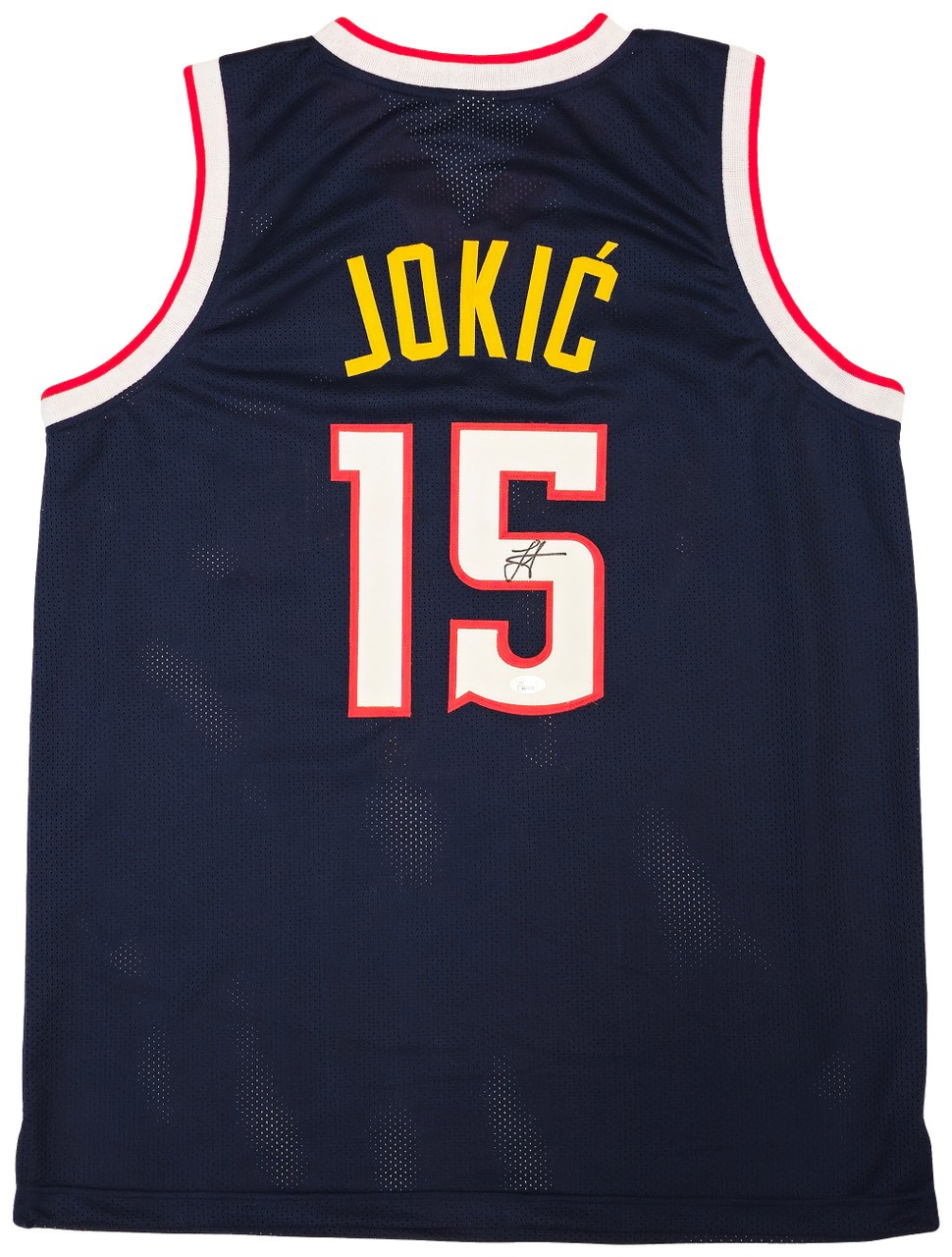 Dwyane Wade Autographed Signed Miami Heat Nikola Jokic Denver Navy Blue Basketball Jersey JSA 