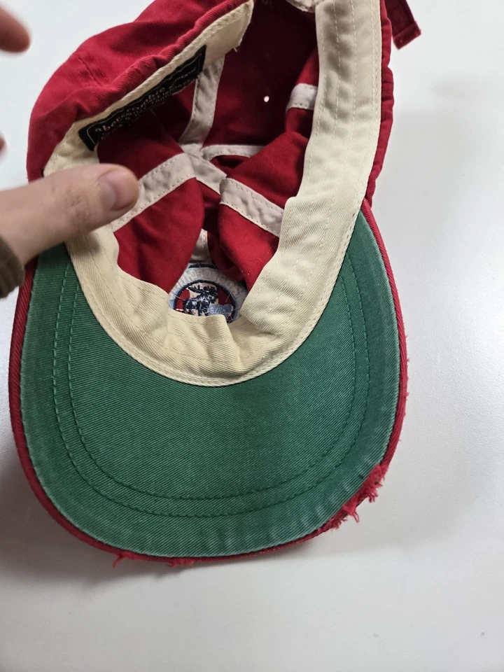 Abercrombie Hat Cap Strap Back One Size Red Moose Distressed Mens Athletic Brand - Image 4 of 4