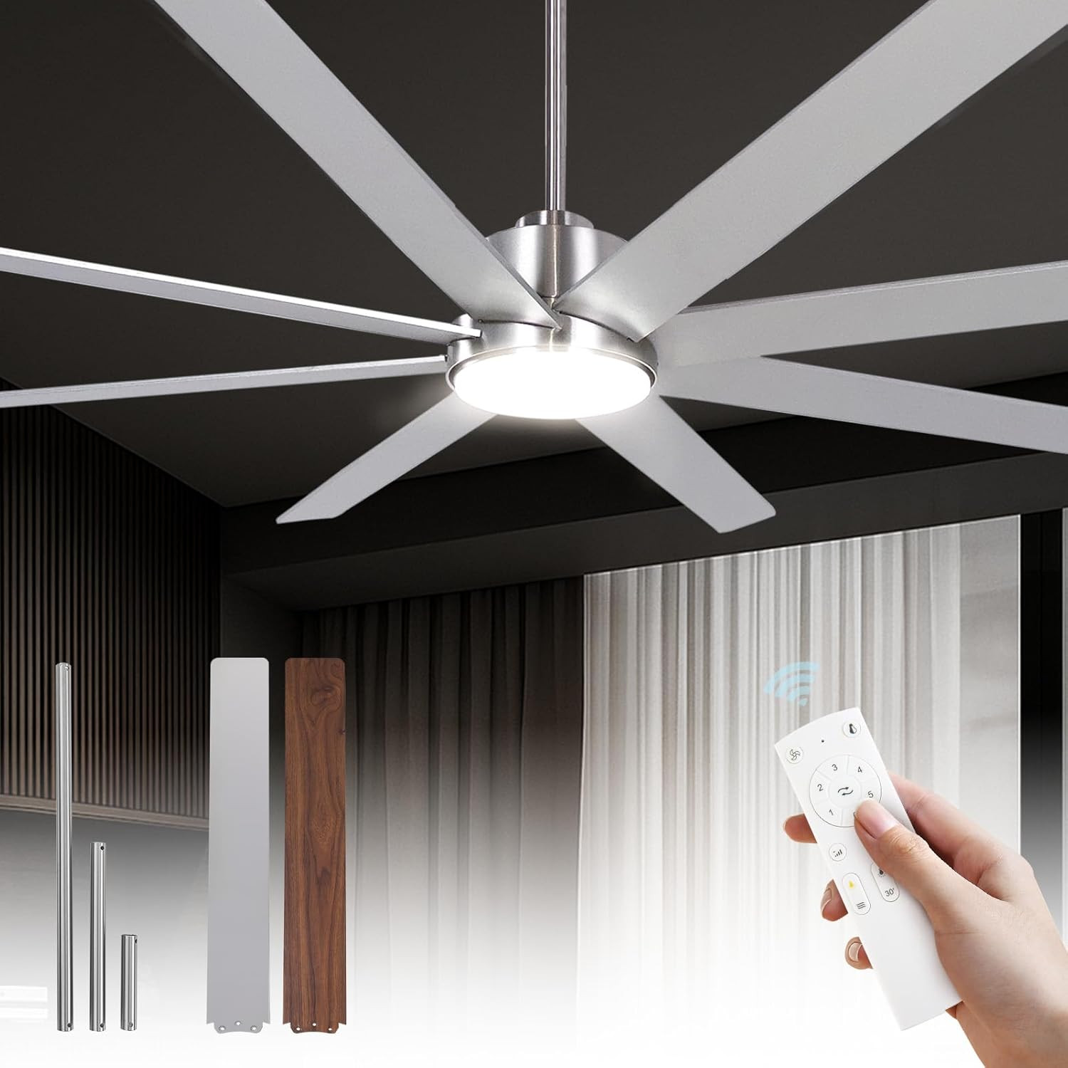 Ceiling Fan With Light, Remote, 6-speed, Quiet Motor
