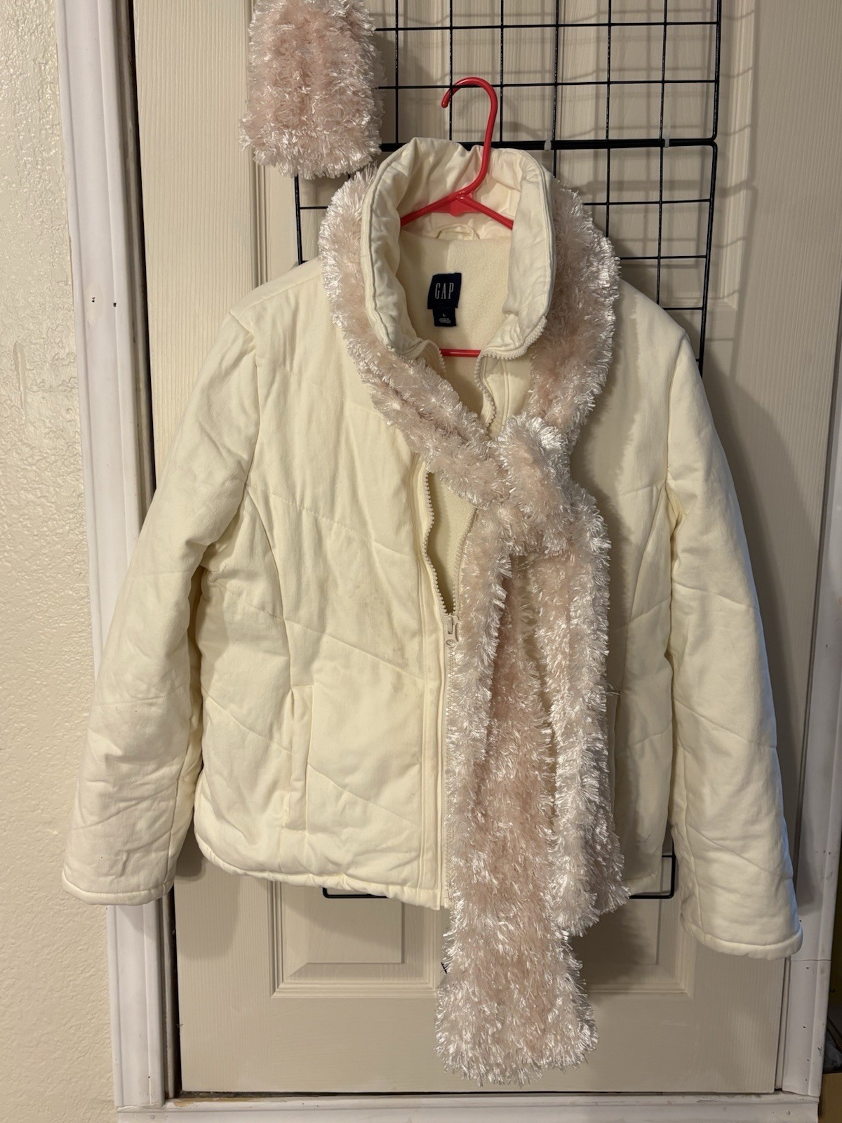 GAP Collared Ivory Zip Lined Jacket Pockets Short… - image 1