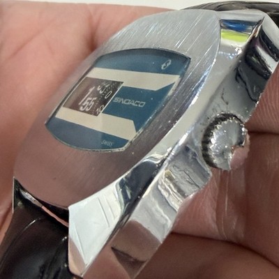 Vintage Sindaco Digital Jump Hour Salterello Disk Watch Blue