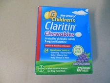 Claritin Childrens Allergy Relief 60/ct Grape Chewables Exp: 1/2027