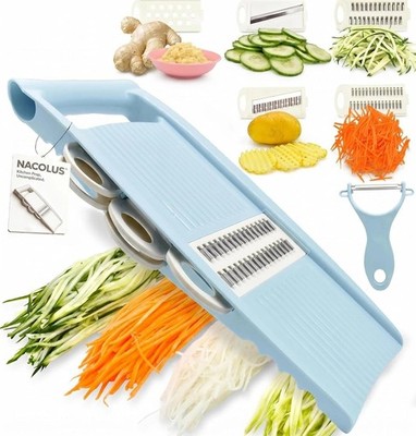 NACOLUS Handheld Mandoline Slicer, Multi-Blade Veggie Cutter, Blue