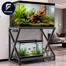 Heavy Duty Metal 50 Gallon Aquarium Stand with Charging Station 2-Tier Storage