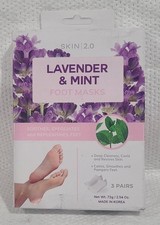 Skin 2.0 Lavender  Mint Foot Masks Moisturizing Socks Relieves Swollen 3 pairs