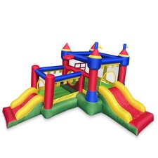 Castle Theme Bounce House Bouncer Inflatable with Two Slides and Blower