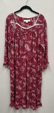 Eileen West Floral Midi Nightgown Medium Red Long Sleeve Valentines Cottagecore