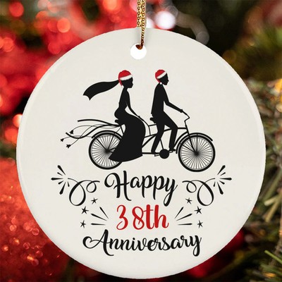 Happy 38th Anniversary Ornament Couple Bike Ride38 Year Wedding Christmas Gift