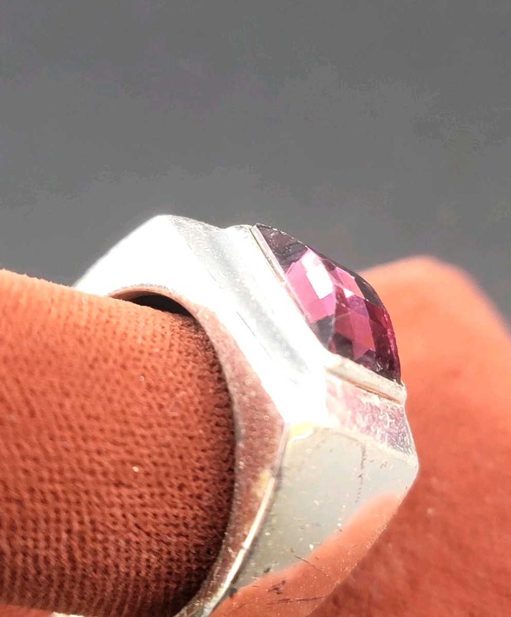 Vtg Sz 9 Ring Unique Faceted Arched Purple Crystal Fashion Jewelry View 6